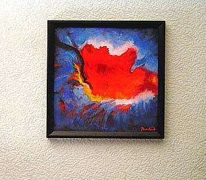 Abstrakte Kunst  >> Rote Wolke<< mit Rahmen