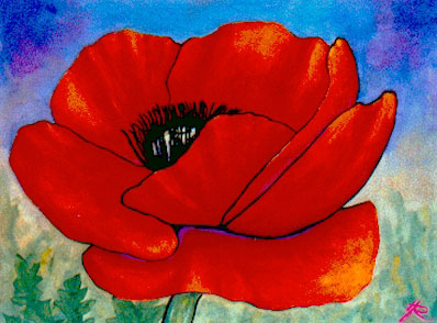 Blumengemlde vom Kunstmaler Hugo Reinhart >>Mohnblume<<